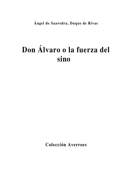 Portada de Don Álvaro o la fuerza del sino